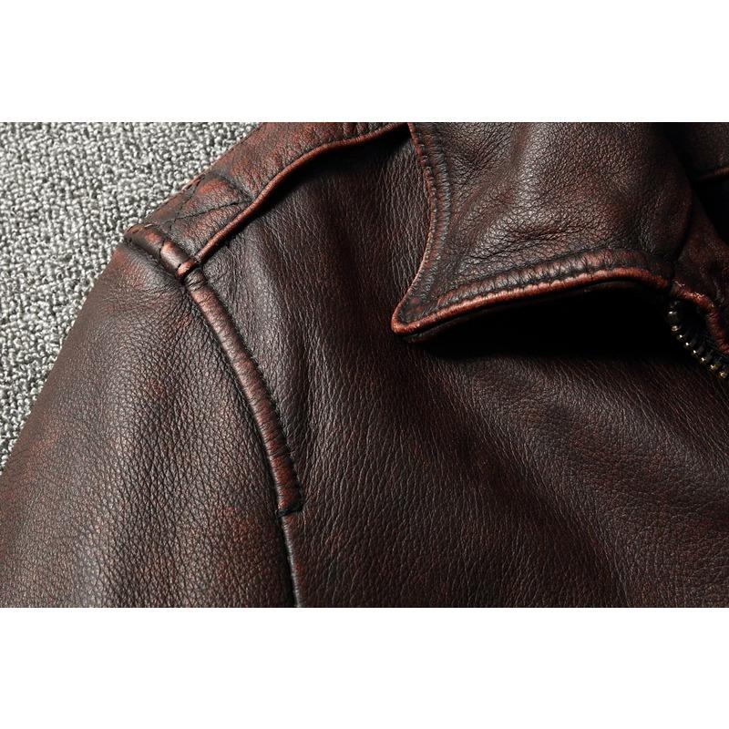 Chinese Size Vintage Genuine Leather Jacket Men Real Cowhide Air Force Flight Suit A2 Pilot Jacket Bomber Jacket Jaquetas Masculina