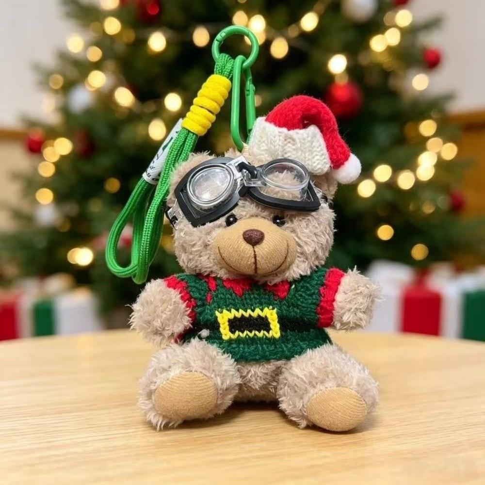 Stuffed Animal Goggles Plush Pendant Soft Fleece Christmas Doll Keychain  Winter Party