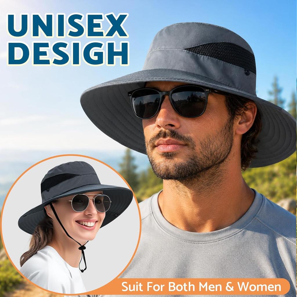 Wide Brim Bucket Hat UPF 50+ for Men Women Outdoor Beach Hiking Fishing Sun Protection