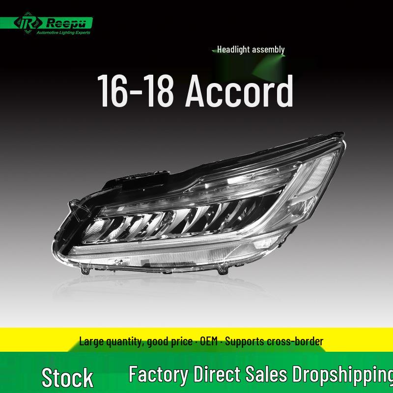 

Compatible Headlight Assembly for 2016-2018 Honda Accord (9.5th Gen, High Trim) Right Passenger Side Single