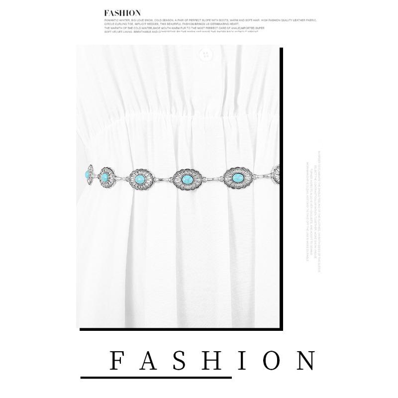 Mei Mary Metal waist chain - women's fashion versatile dress waist cincher decoration - vintage silver hook adjustable belt
