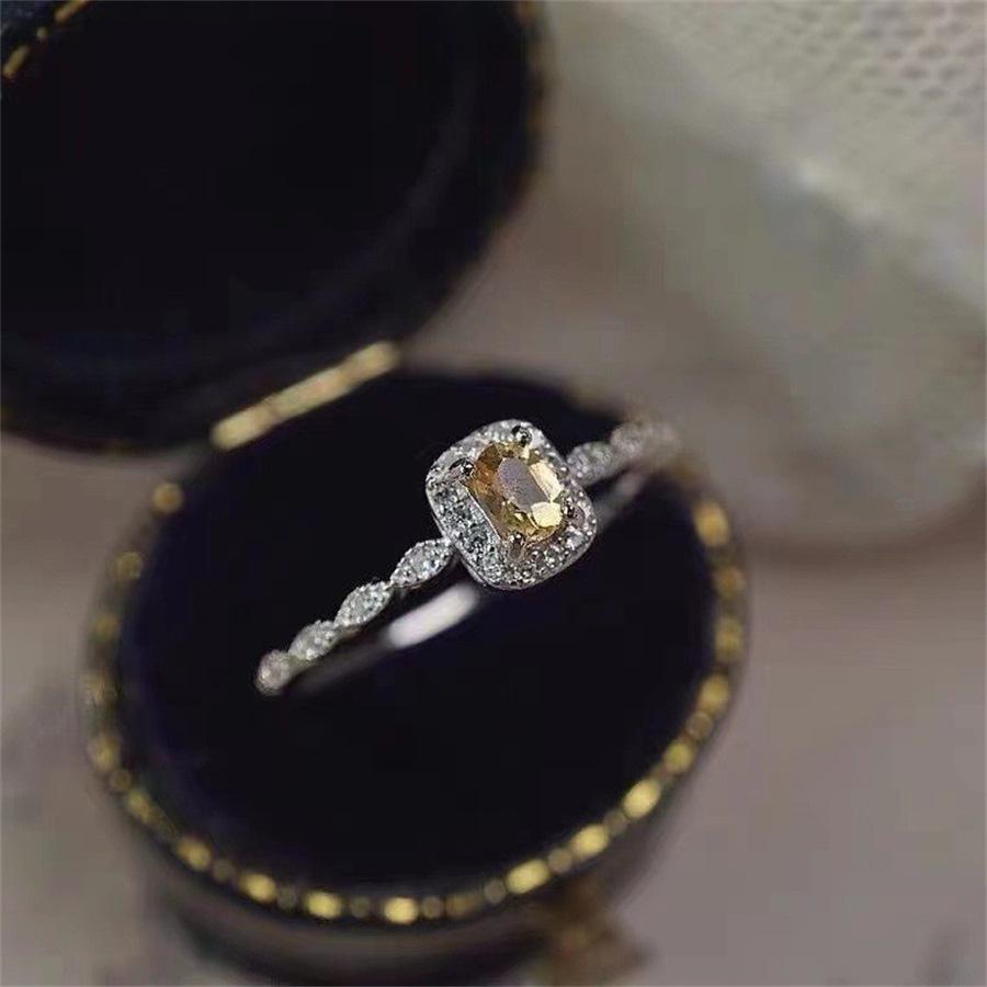 Light luxury lucky yellow zircon open ring design index finger ring ring tide