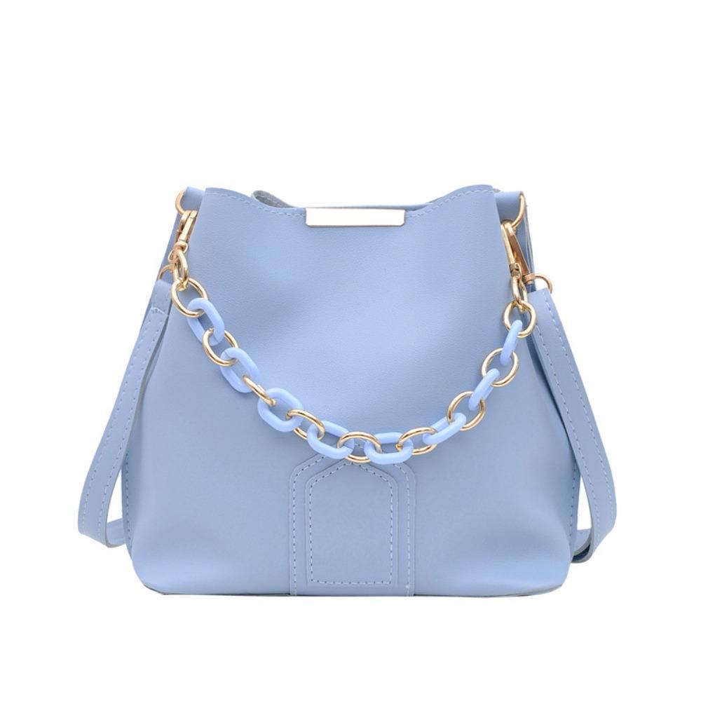 Single Shoulder PU Leather Handbag Handbag Chain Crossbody Bag Portable Women Bucket Bag Daily