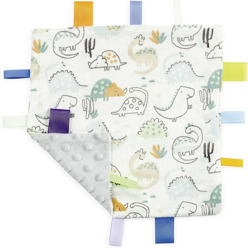 CREVENT Tag Security Blankets for Babies, Soft Small Taggie for Boys Girls, Baby Comforter Sensory Blanket, Great Gifts for Birthday Baby Shower