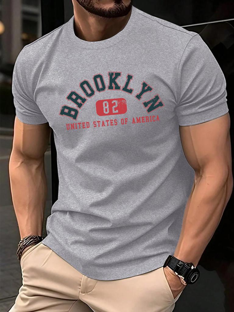 Usa Brooklyn 82 United Print Men TShirts Summer ONeck Retro T Shirt Cotton Loose Short Sleeve Basics Street Fashion Sportswear