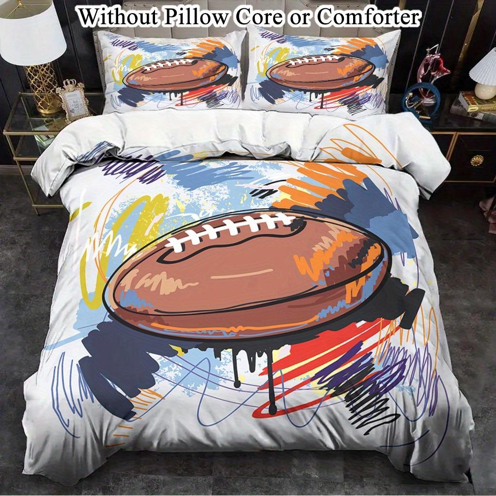 

American Football Bedding Set Soft Polyester Duvet Cover Set Quilt Cover With Pillowcase For Bedroom Decor Rugby Birthday Gifts EU Single135x200cm