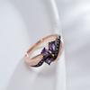 Luxuriöser glänzender lila Naturzirkon Ehering für Damen Roségold und Schwarzgoldplattierung Vintage Alltagsschmuck