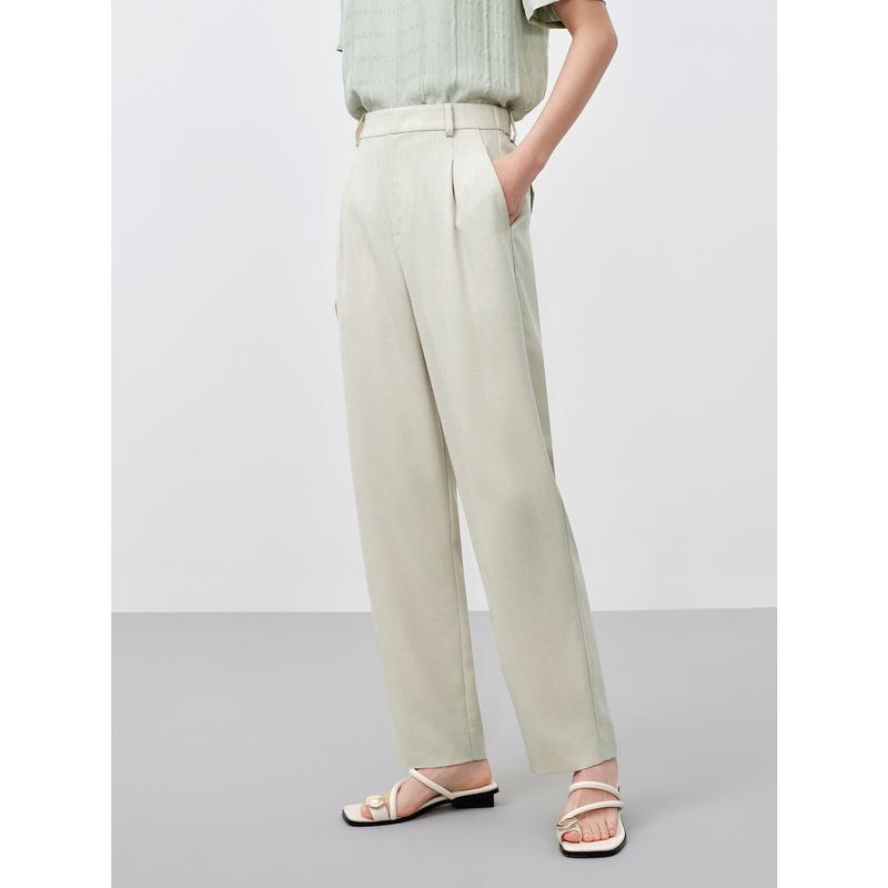 Jiuzi Casual Simple Wind Pleated Harem Pants
