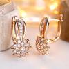 Sparkling  White Zircon Flower Drop Earrings for Women Luxurious Wedding Accessories Exquisite Jewellery Gift