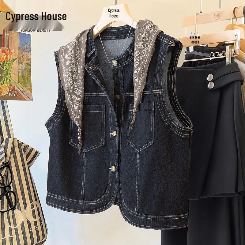 

Женский многослойный жилет из выстиранного денима One Size