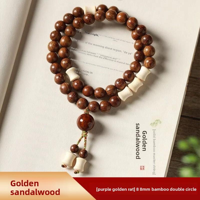 Goldenes Seiden-Sandelholz Armband 2.0 Altes Material Holz Buddha Perlen Armband für Männer und Frauen Paarschmuck Sandelholz Rosenkranz Kultureller Spielschmuck