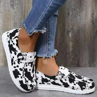 Damskie płaskie buty casual w panterkę w dużych rozmiarach - Lekkie i wygodne na każdą porę roku