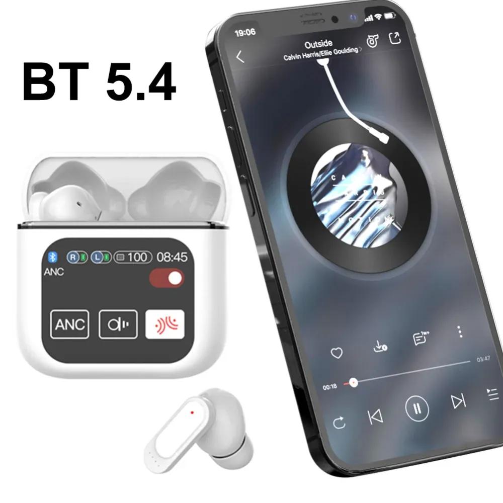 

Сенсорный экран ANC беспроводные наушники TWS с шумоподавлением вкладыши Bluetooth 5.4 поддержка APP Длительный срок службы батареи HiFi белый
