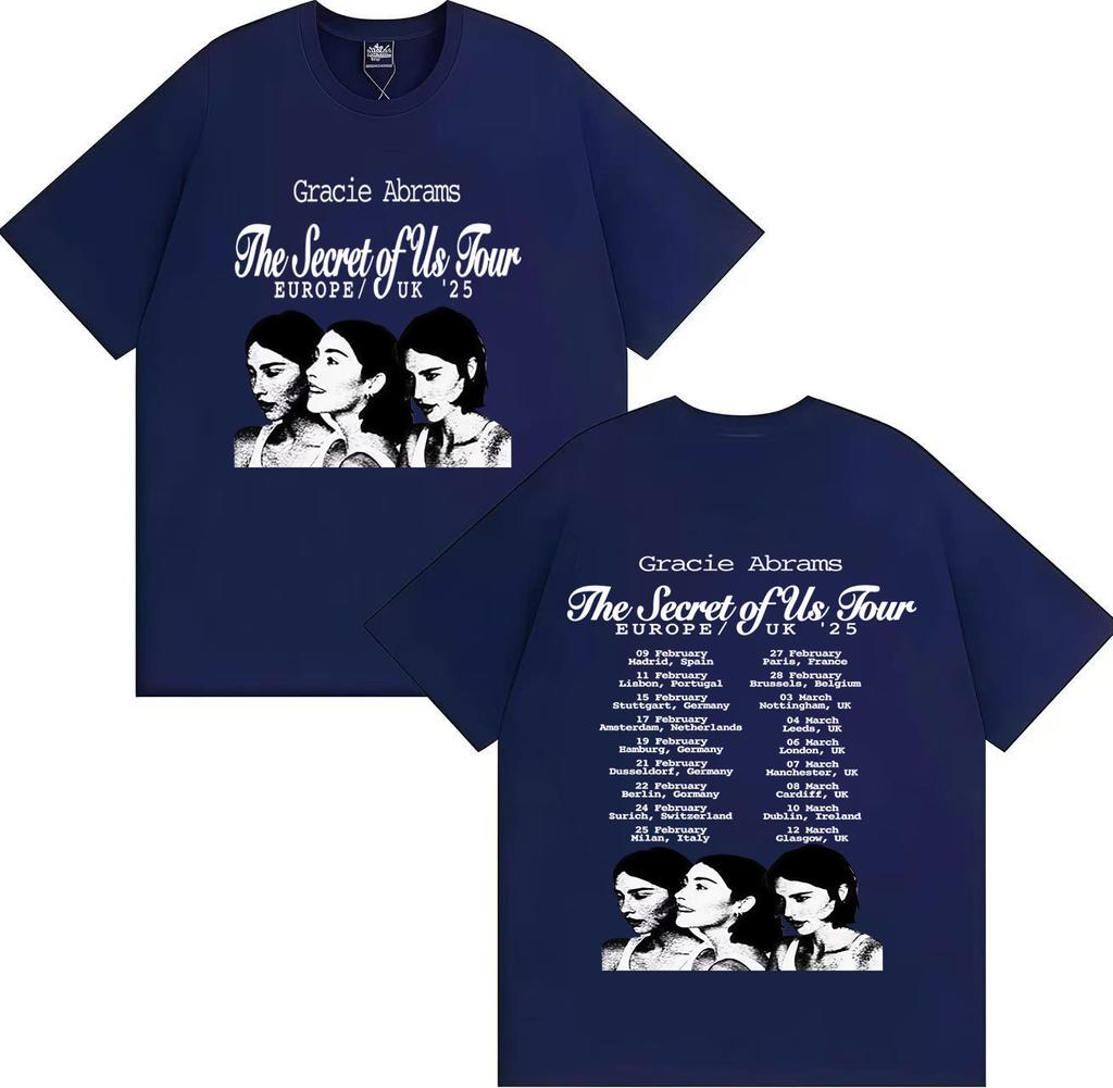 Fashion Singer Gracie Abrams: Our Secret Pattern Shirt Men's and Women's Round-neck Summer Printed 100% Pure Cotton T-shirt