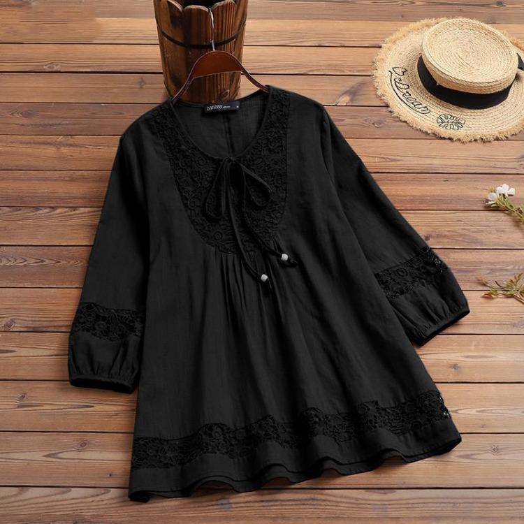 Casual Women Pullover Fashion Solid Color Print O Neck Long Sleeve 3/4 Sleeve Top Fall Spring