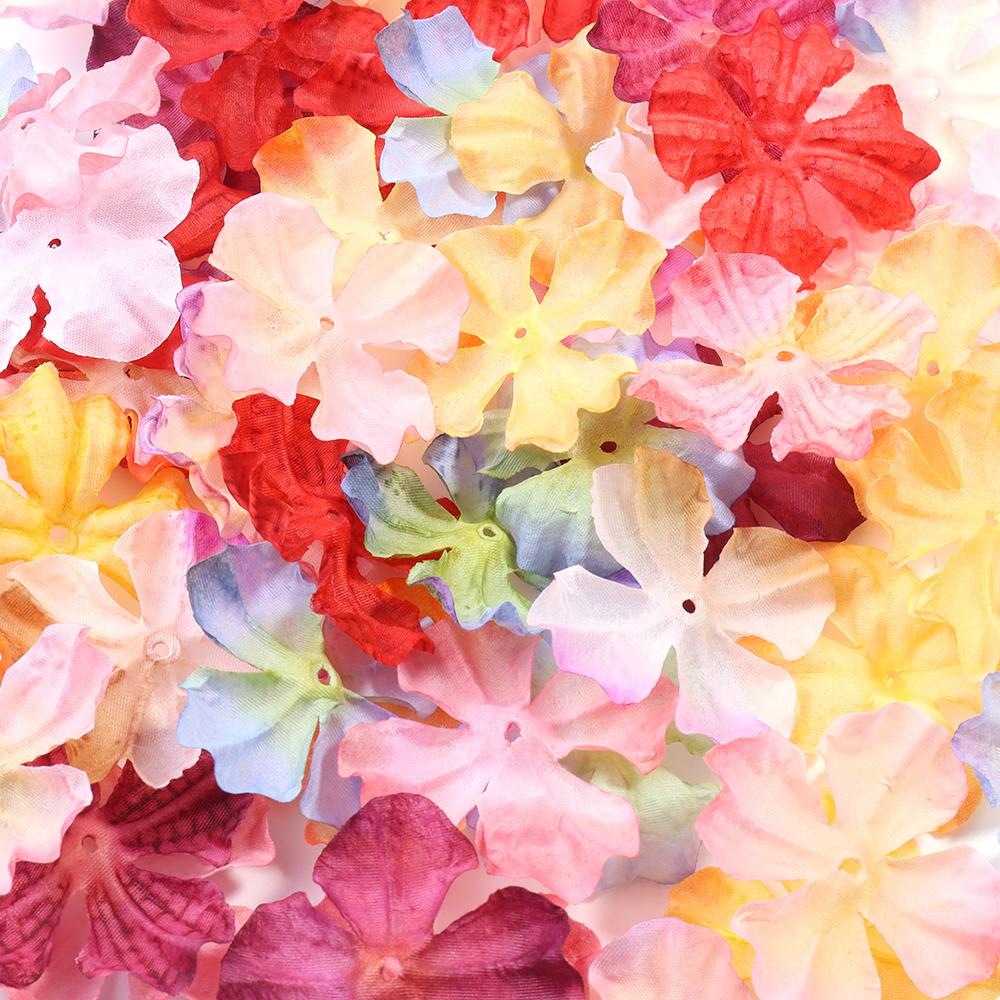 60Pcs Artificial Flower Head for Crafts Headwear Home Wedding Decoration Scrapbooking Clothing Sewing Fake Flowers Accessories
