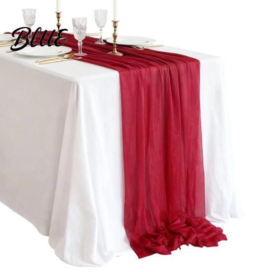 Soft Table Runner Sheer Flowing Runner Chiffon Wedding Elegant Solid Color High Quality