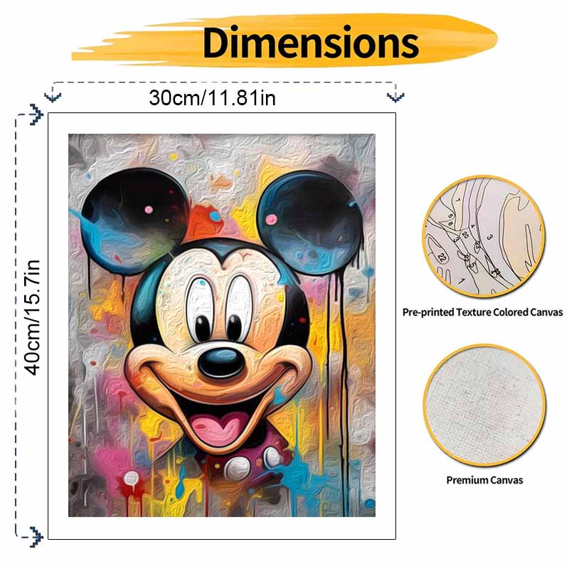 Disney Mickey Mouse Digital Oil Painting Art Handmade Diy Gift Home Decoration. Graffiti Style Colorful Wall Canvas Decor Artwork.