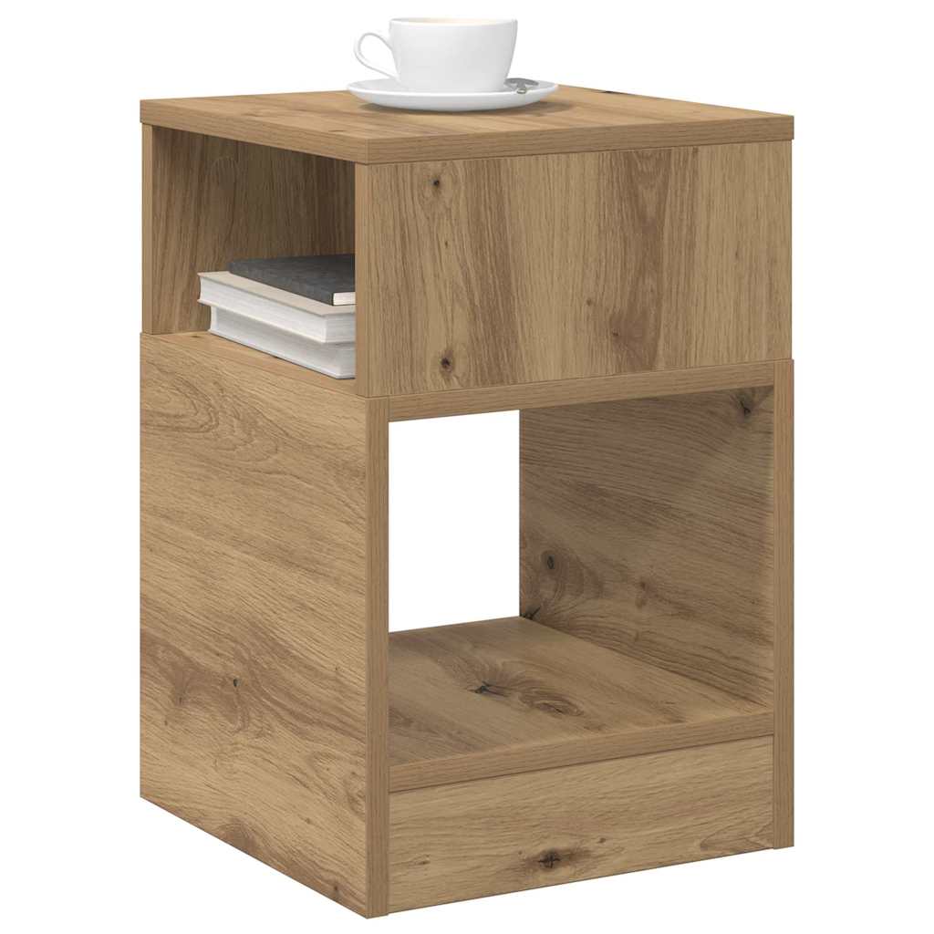Side Table Set of 2 Artisan Oak Finish 30.5 x 30 x 45 cm