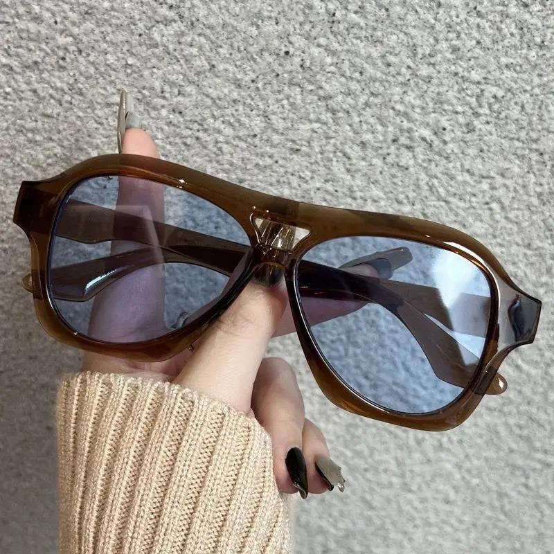 Retro Double Beam Eyeglasses Women Brand Designer Glasses New Ins Fashion Personalized Gradient Eyewear Men UV400 Sunglasses