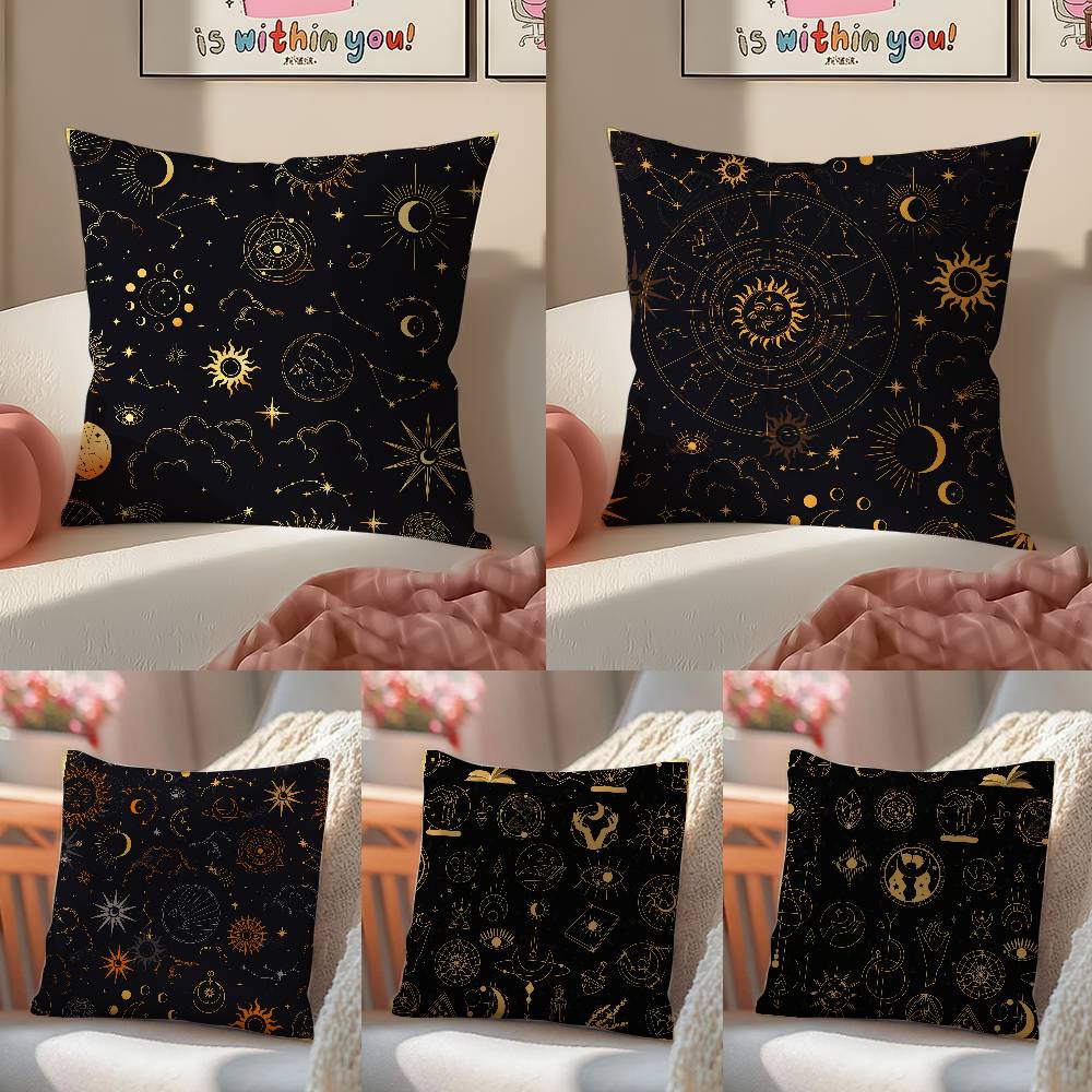 Traditional Eid Eid Symbol Print Pillow Case Anti-dustmite Pillowcase Invisible Zipper Silky Short Plush Sofa Cushion Cover