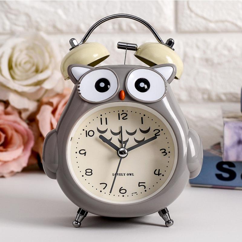 Big Ringtone Metal Creative Personalized Mini Alarm Clock Cartoon Student Children's Special Luminous Silent Bedside Owl