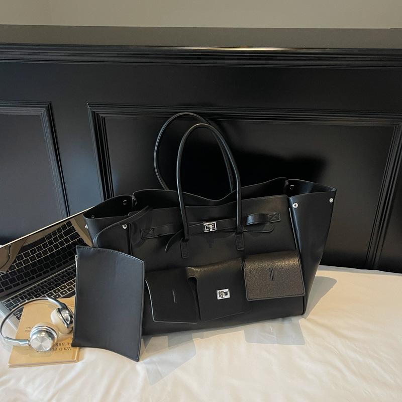 

2025 new retro portable shoulder bag, neutral + casual high-end sense, simple and capable large-capacity tote bag 42*19*30 чёрный