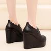 Small Size 33-43 Deep Mouth Genuine Leather Shoes Thick Bottom Platform Pumps 2025 Winter High Heels Wedges Shoes Office Model