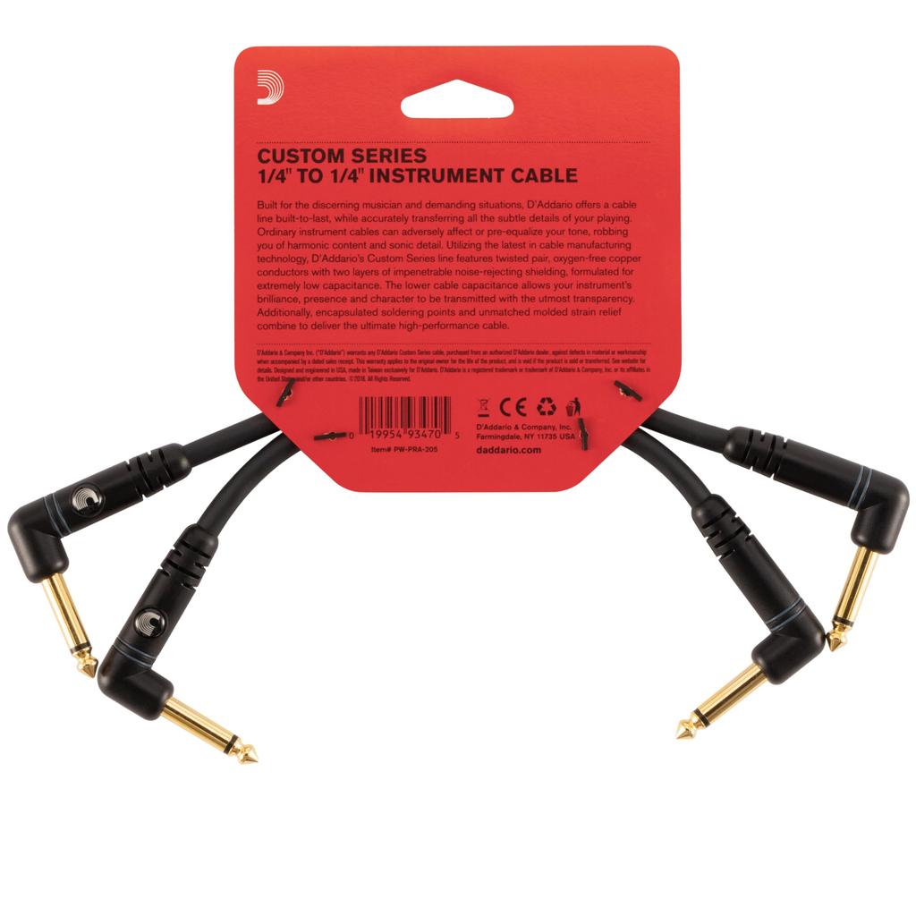 D'Addario Custom Series Patch Cables (Shielded Cables) - Set of 2 (PW-PRA-205) (15cm L-L)