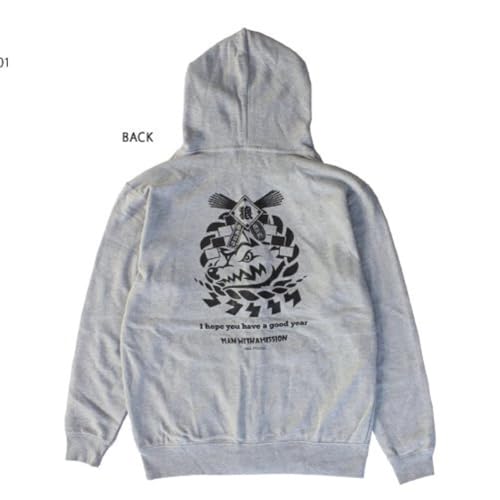 MAN WITH A MISSION 2021 New Year's Sale Merchandise: New Year's Sunrise Logo Hoodie (New Year's Decoration Ver.), Heather Gray, Size L