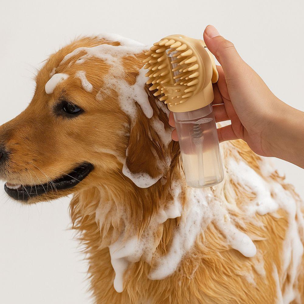 

Soft Pet Shower Massage Brush Comfortable Grip Handle Dog Cleaning Brush Dog Grooming сірий