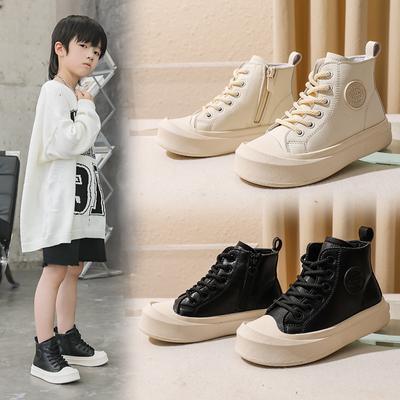 Chłopięce skórzane krótkie buty jesienno-zimowe nowe buty sportowe koreańska wersja Bag Head obuwie codzienne aksamitne dziecięce buty typu board