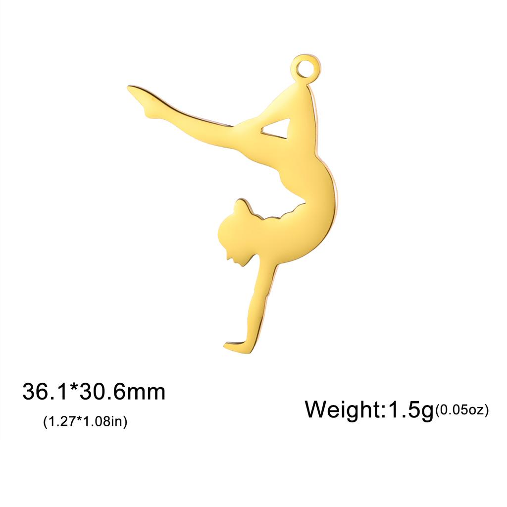 Teamer 5pcs/lot DIY Gymnast Sporter Charms Stainless Steel Gymnastics Dancer for Necklcae Bracelets Keychain Jewelry Making Gift