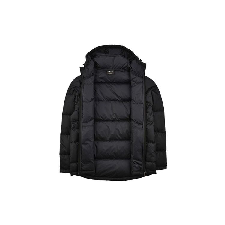 Li Ning Basketball Series Hooded Down Jacket Men Jackets Standard-Black AYMN067-2