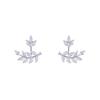 Elegant Zircon Wheat Leaf Stud Earrings: Silver Needle, Versatile Convertible Style, Exquisite Design