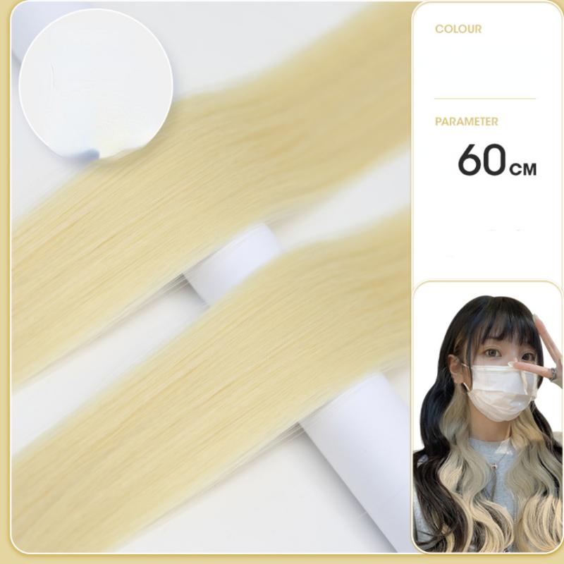 Gradiente invisível sem emenda natural cabelo de uma peça pendurado orelhas tingimento sintético peruca para cor cabelo longo destacando