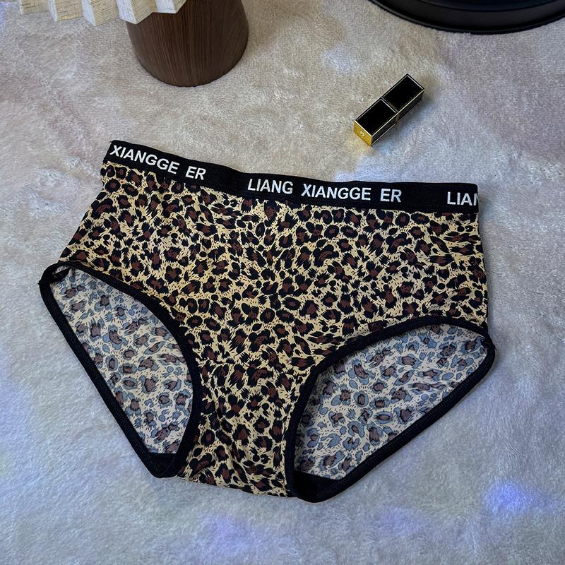 Damen Frühling und Sommer Neu Sexy Leopardenmuster Eis Seide Niedrige Taille Baumwollzwickel Dreiecksslip
