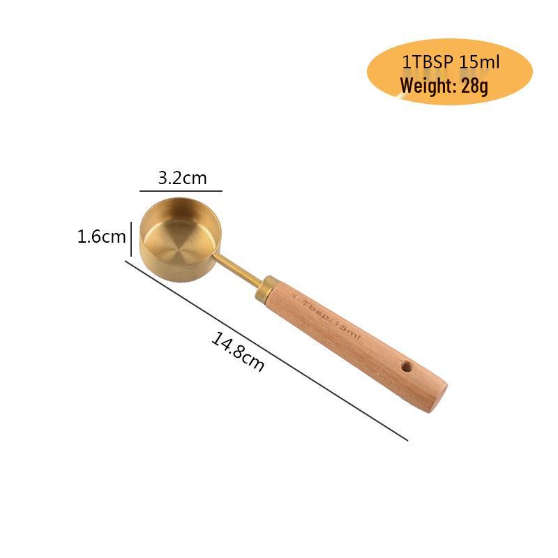 8-delige RVS Maatbeker & Lepel Set met Aciahout Handvatten voor Bakken