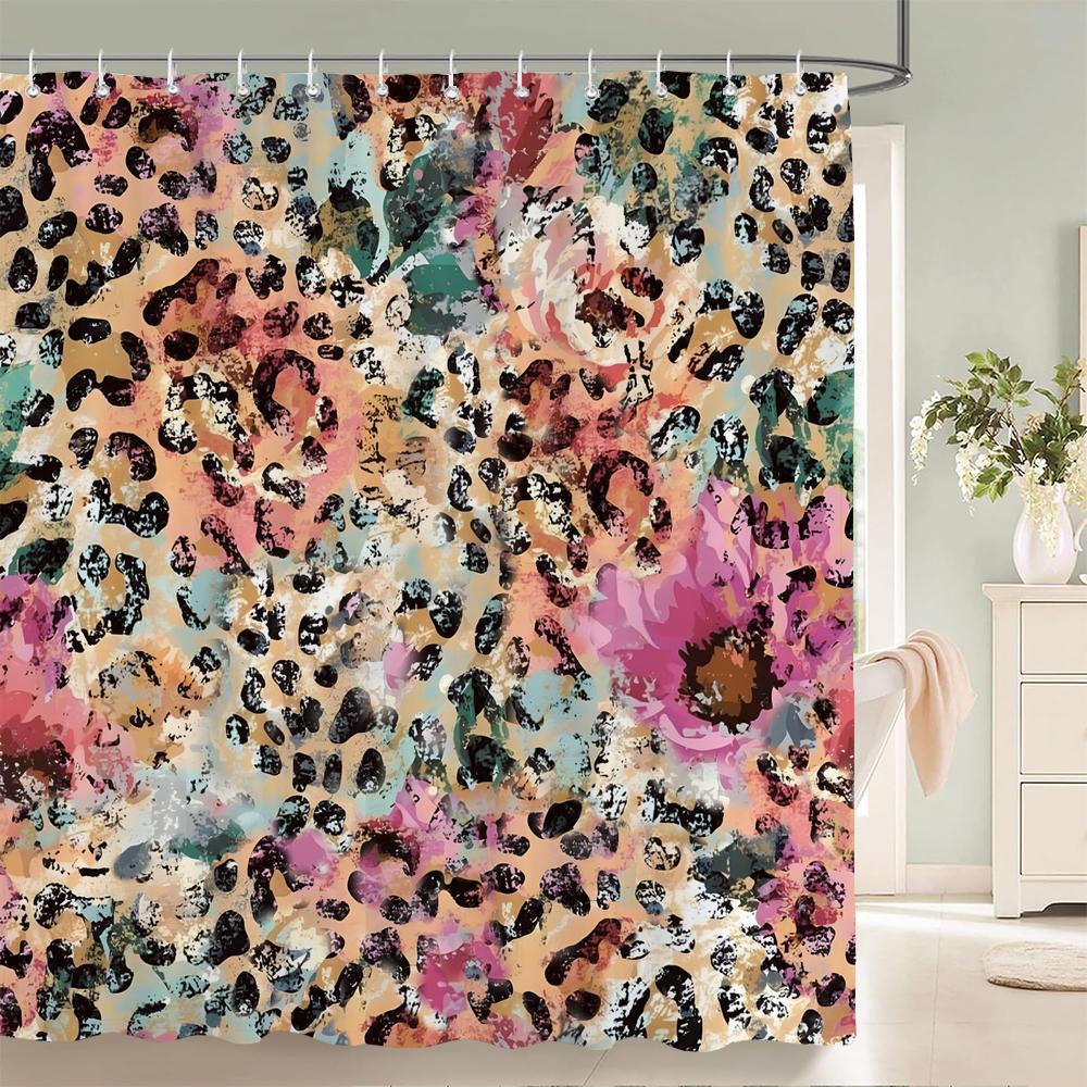 

1 Pcs Modern Leopard Pattern Print Polyester Shower Curtain Bathroom Water-Blocking Partition Curtain Home Decorative Curtain W60H190(CM)-1 Pcs
