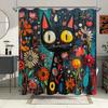 Vibrant Cat & Floral Shower Curtain - Waterproof, Mildew-Resistant With Artistic Design For Playful And Colorful Bathroom Decor
