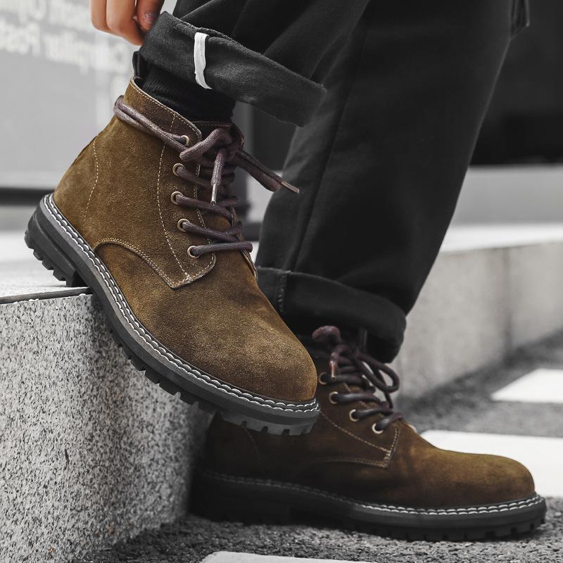 Anti-velvet leather Martin boots men's 2024 new autumn and winter mid-help boots American retro tooling boots 1143-J