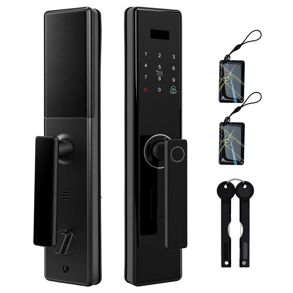 Tür Smart Lock mit Griff Fingerabdruck Tastatur WiFi TY App Schlüsseleingabe 5 Entriegelungsmethoden 6068 Schlosskörper für 40 100mm