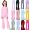 8-12 Years Kids Girls Solid Color Casual Flare Pants