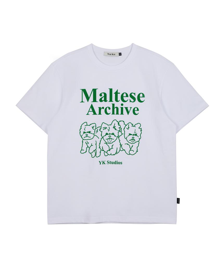 WAIKEI Maltese Archive Line Graphic Short Sleeve T-Shirt White