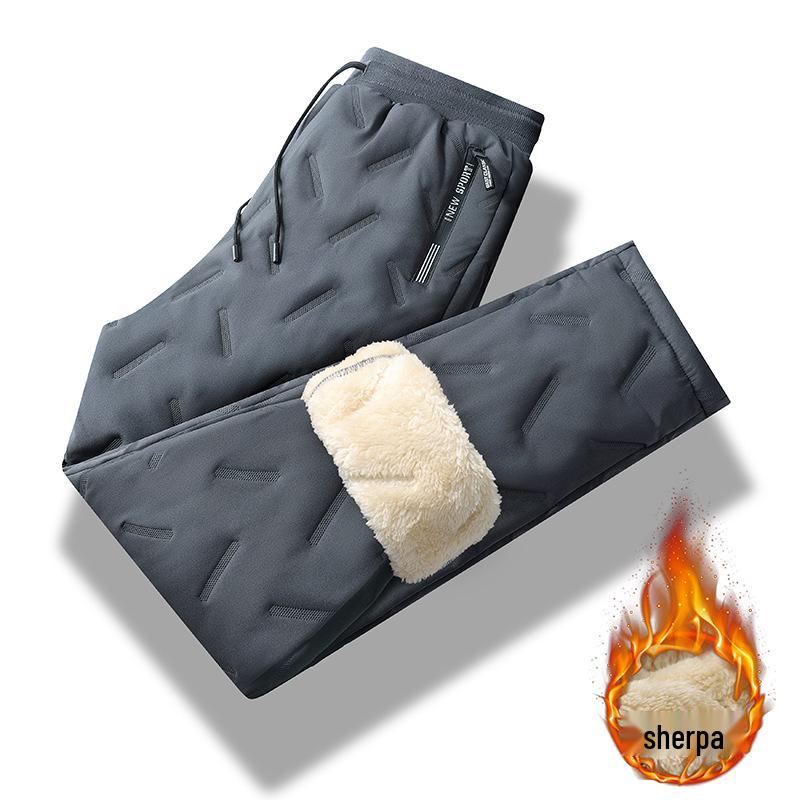 Men's Waterproof, Warm Lamb Fleece Pants - Loose Fit, Plus Size, Straight-Leg, Autumn/Winter Essentials