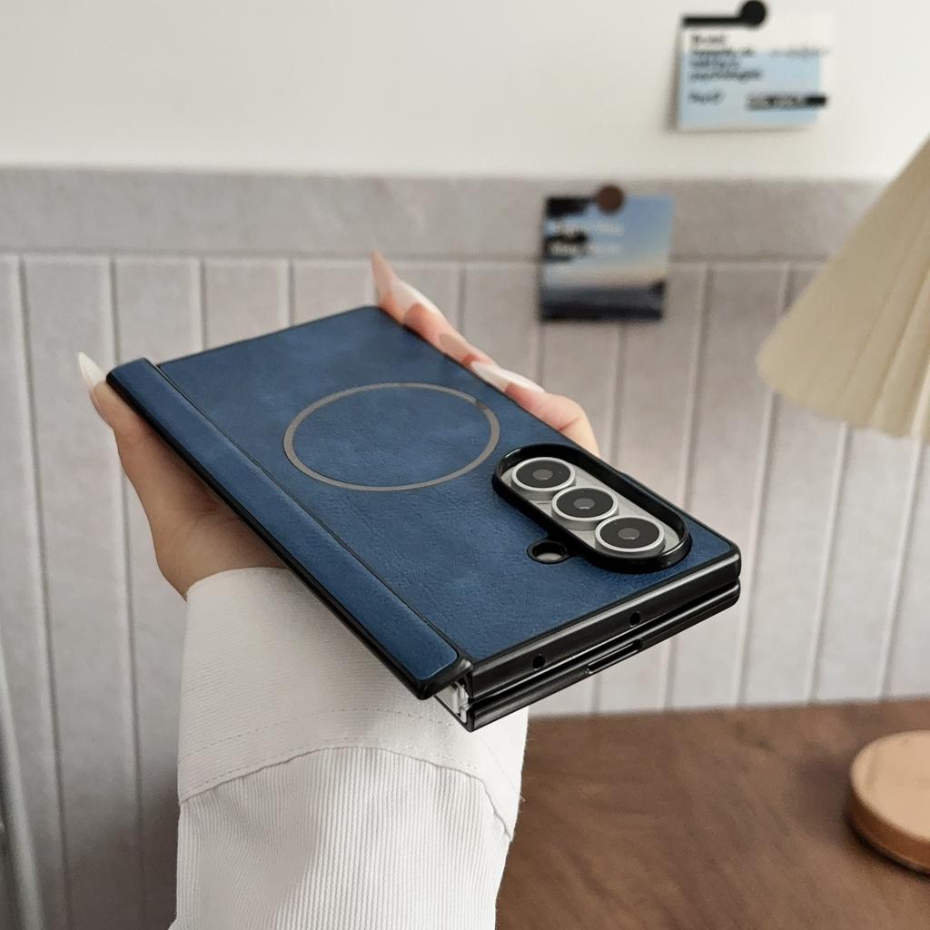 For Samsung Galaxy Z Fold 8 Ultra Case Business Crazy Horse Texture Magnetic Anti-Slip Shockproof Cover For Z Fold 8 Ultra Funda