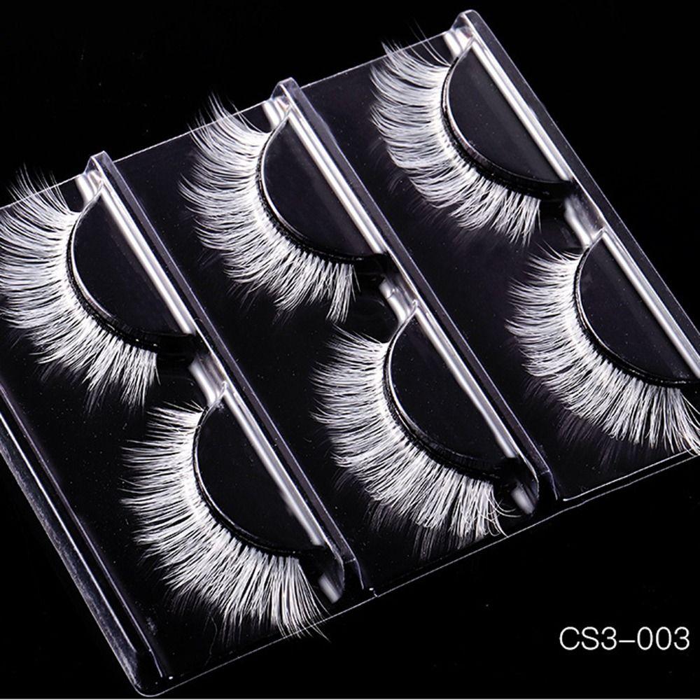 3 Pairs Manga Fluffy Faux Mink Eyelashes Natural Cosplay Eyelashes White False Eyelashes Women