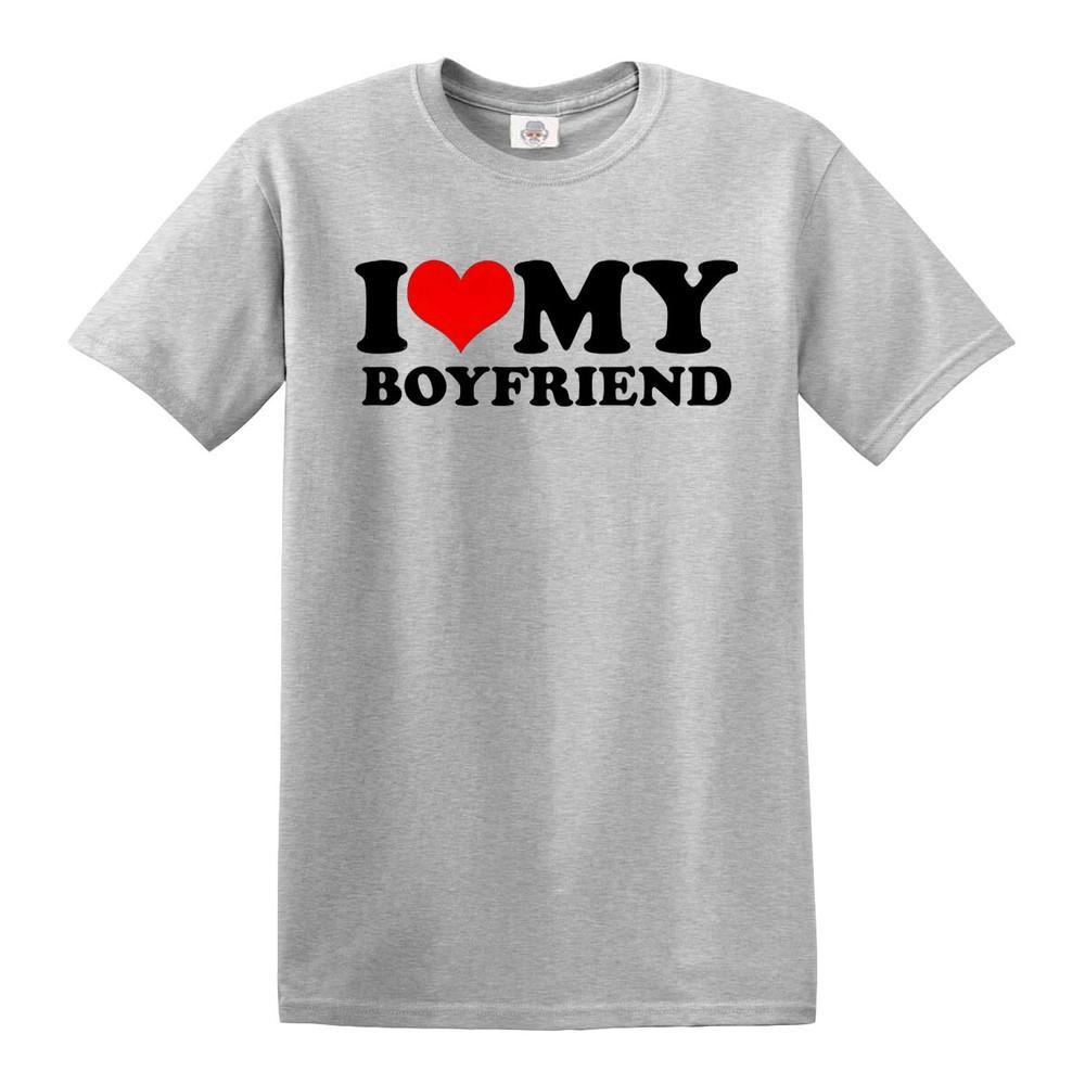 Funny I Love My Boyfriend Heart Gift Joke Novelty Unisexs TShirts Tee Top