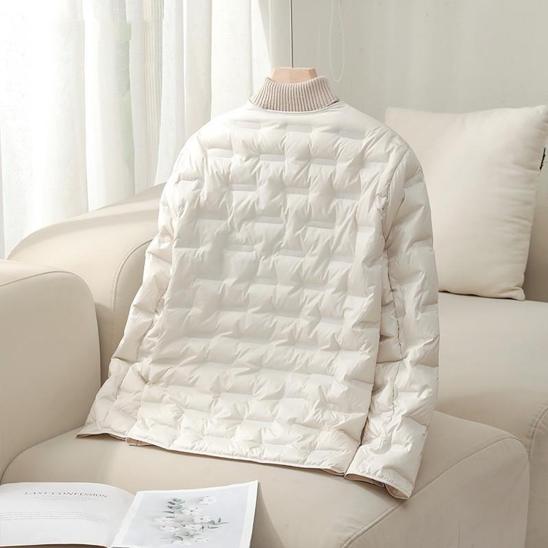 Women Winter V-neck White Duck Down Coat Light and Thin Down Jacket for Women's Slim Fit Jacket