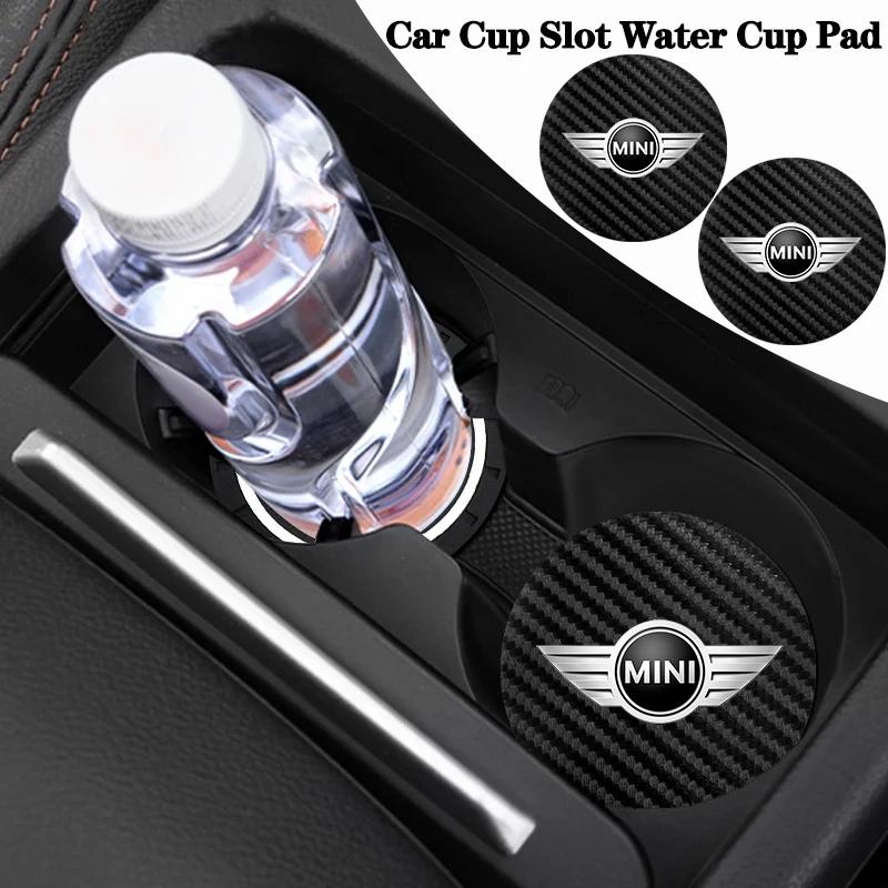 2Pcs Car Carbon Fibre Water Cup Pad Holder Anti-slip Coasters Mat For BMW Mini Cooper R50 R53 R55 R56 R60 R61 F54 F55 F56 F60